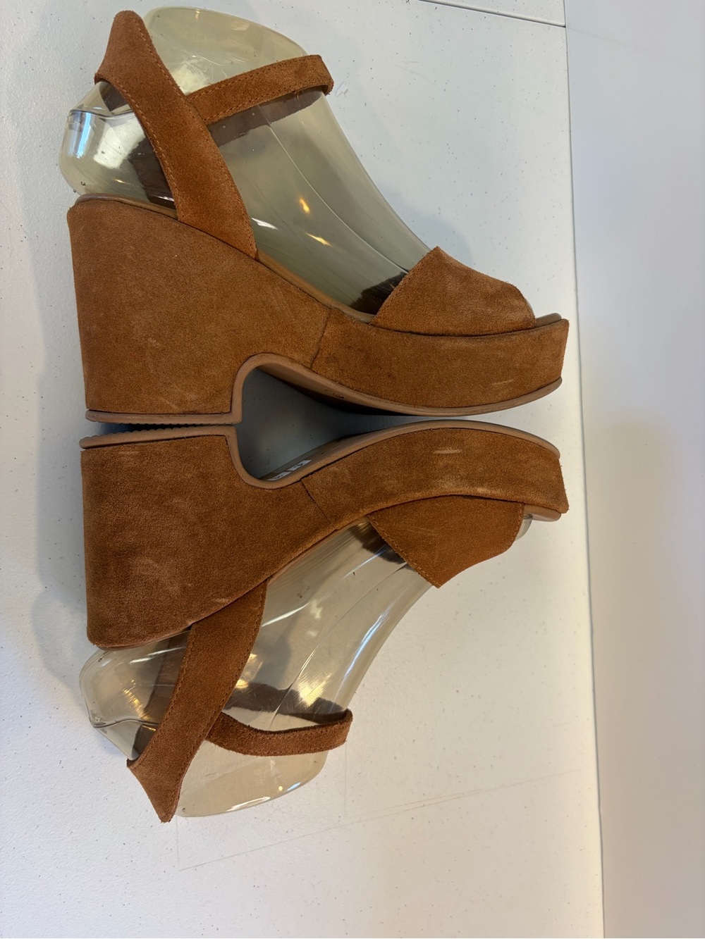 Bueno Sadie Platform Wedge Open Toe Shoes Sandals Brown Suede size 36 6 Boho 70s - Picture 6 of 10